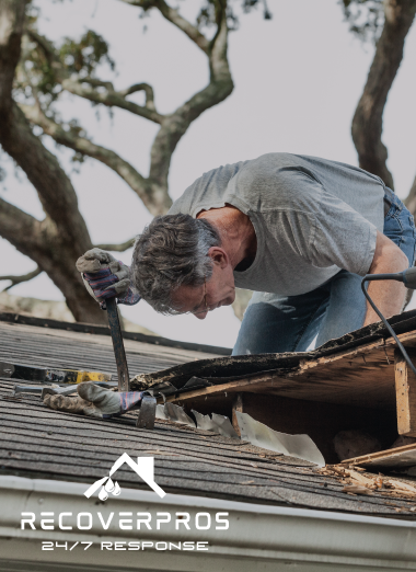Top,View,Of,Leaking,House,Roof,Covered,With,Protective,Tarp